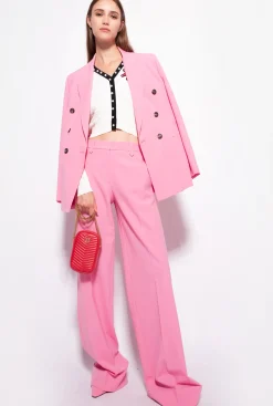 Pantalons|PINKO Pantalon Palazzo Taille Haute Rose-Convolvus