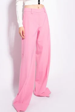 Pantalons|PINKO Pantalon Palazzo Taille Haute Rose-Convolvus