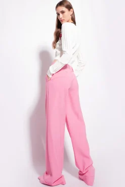 Pantalons|PINKO Pantalon Palazzo Taille Haute Rose-Convolvus