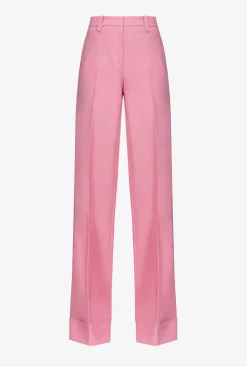 Pantalons|PINKO Pantalon Palazzo Taille Haute Rose-Convolvus