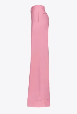 Pantalons|PINKO Pantalon Palazzo Taille Haute Rose-Convolvus