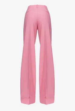 Pantalons|PINKO Pantalon Palazzo Taille Haute Rose-Convolvus