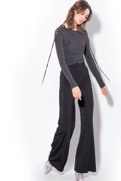 Pantalons|PINKO Pantalon Pattes D'Elephant Noir Limousine
