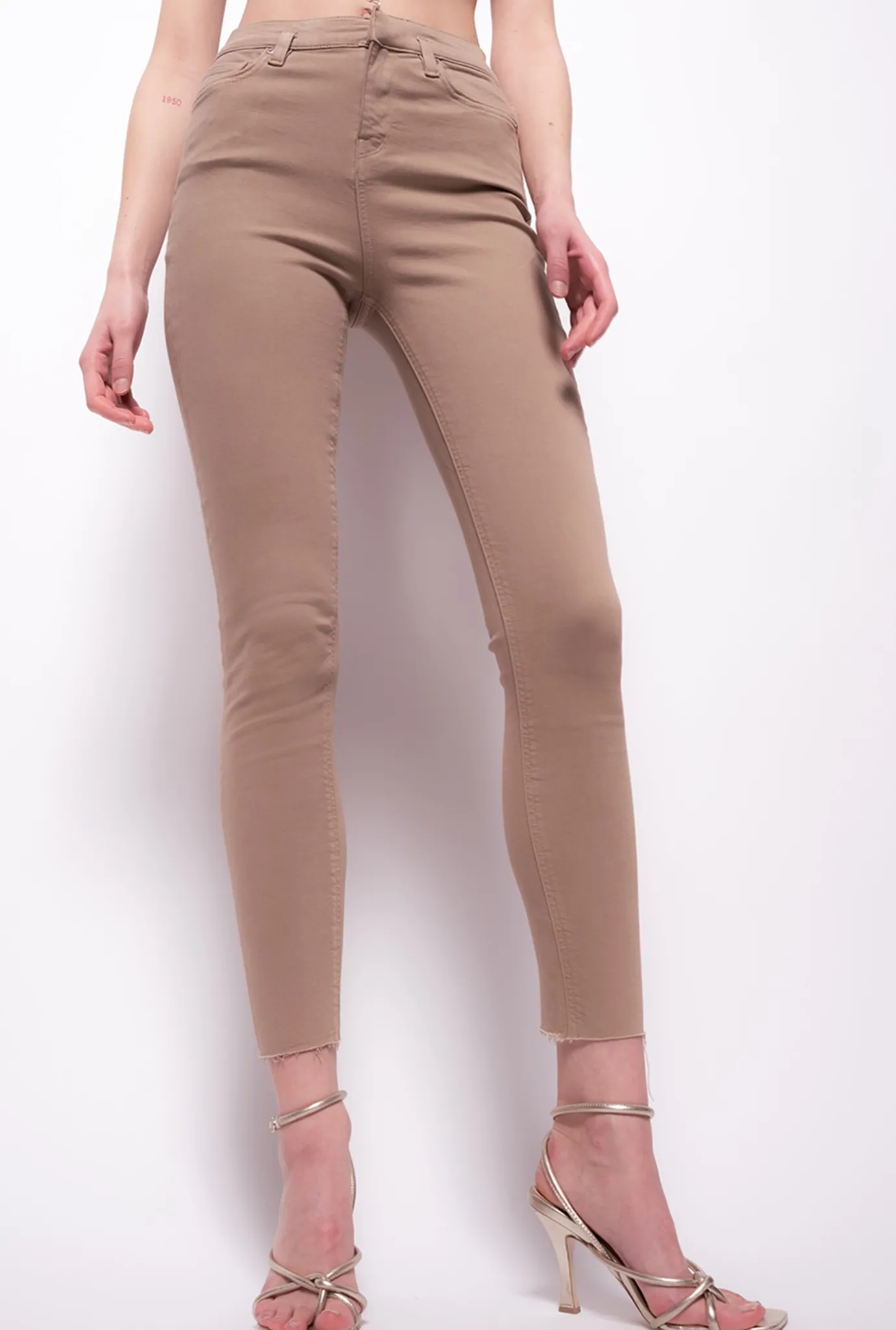 Jeans|PINKO Pantalon Skinny A Ceinture Love Birds Beige Castor