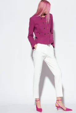Pantalons|PINKO Pantalon Slim Monochrome Blanc-Blanche-Neige