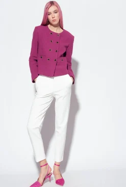 Pantalons|PINKO Pantalon Slim Monochrome Blanc-Blanche-Neige