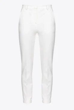 Pantalons|PINKO Pantalon Slim Monochrome Blanc-Blanche-Neige