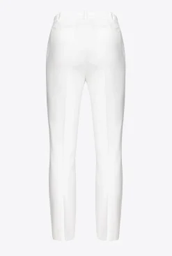 Pantalons|PINKO Pantalon Slim Monochrome Blanc-Blanche-Neige
