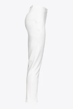Pantalons|PINKO Pantalon Slim Monochrome Blanc-Blanche-Neige