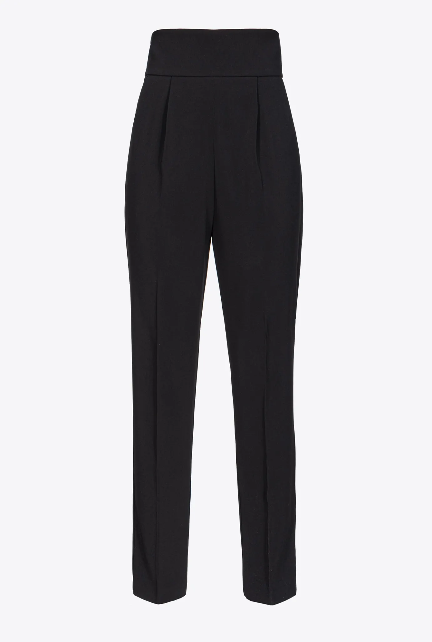 Tailleurs Et Ensembles|PINKO Pantalon Taille Haute En Crepe Stretch Noir Limousine