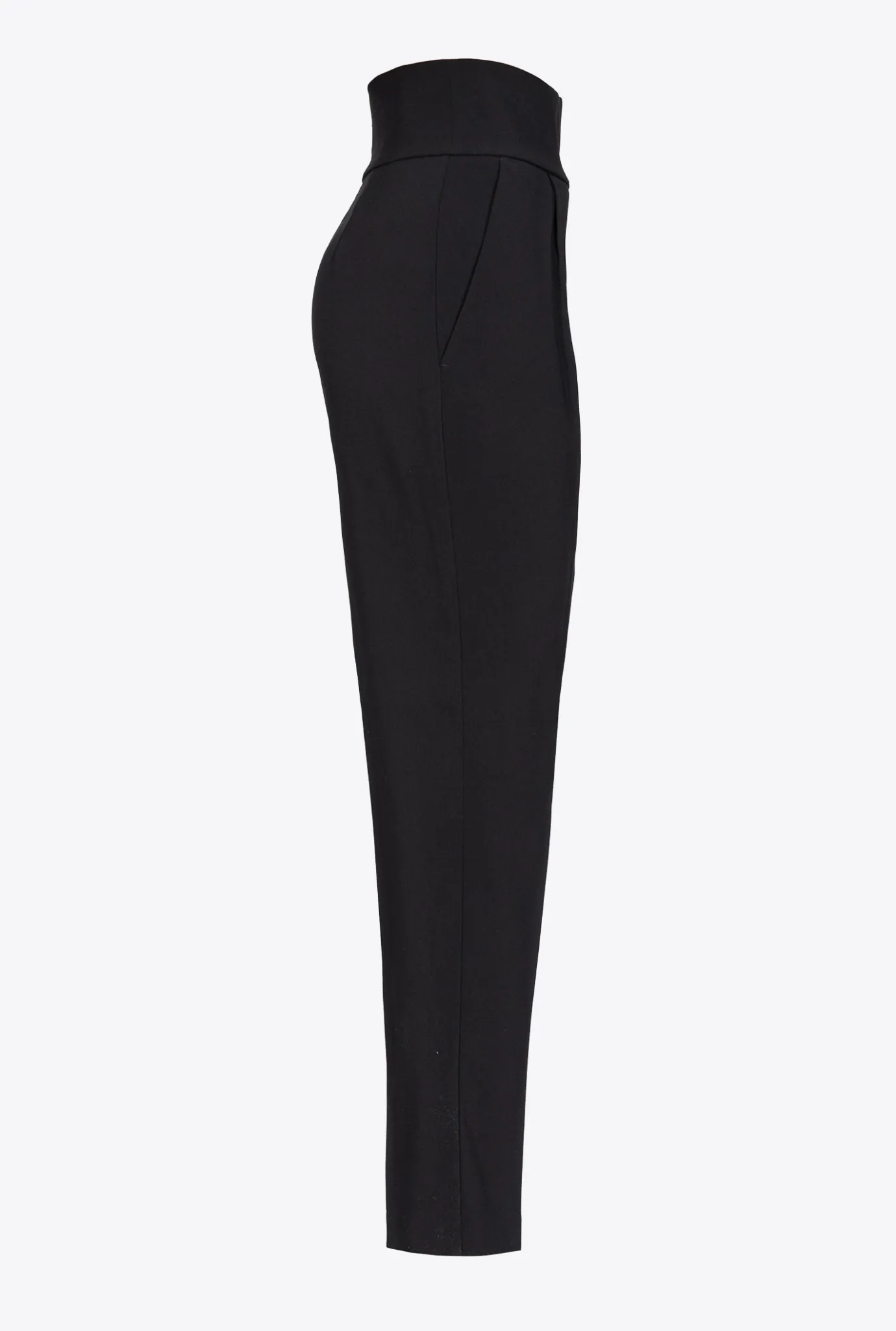 Tailleurs Et Ensembles|PINKO Pantalon Taille Haute En Crepe Stretch Noir Limousine