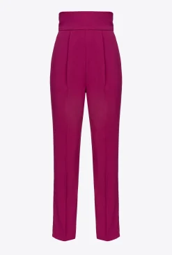 Pantalons|PINKO Pantalon Taille Haute En Crepe Stretch Violet Bougainvillier