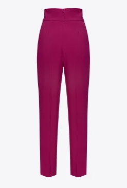 Pantalons|PINKO Pantalon Taille Haute En Crepe Stretch Violet Bougainvillier