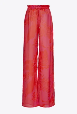Maillots De Bain|PINKO Pantalon Wide Leg A Imprime Floral Multicolore Rose/Orange
