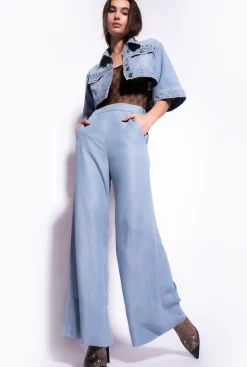 Jeans|PINKO Pantalon Wide Leg En Denim Lyocell Delavage Clair