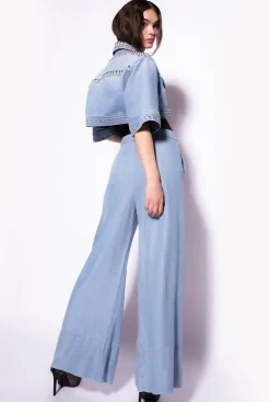 Jeans|PINKO Pantalon Wide Leg En Denim Lyocell Delavage Clair