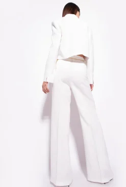 Tailleurs Et Ensembles|PINKO Pantalon Wide Leg En Lin Blanc Soie