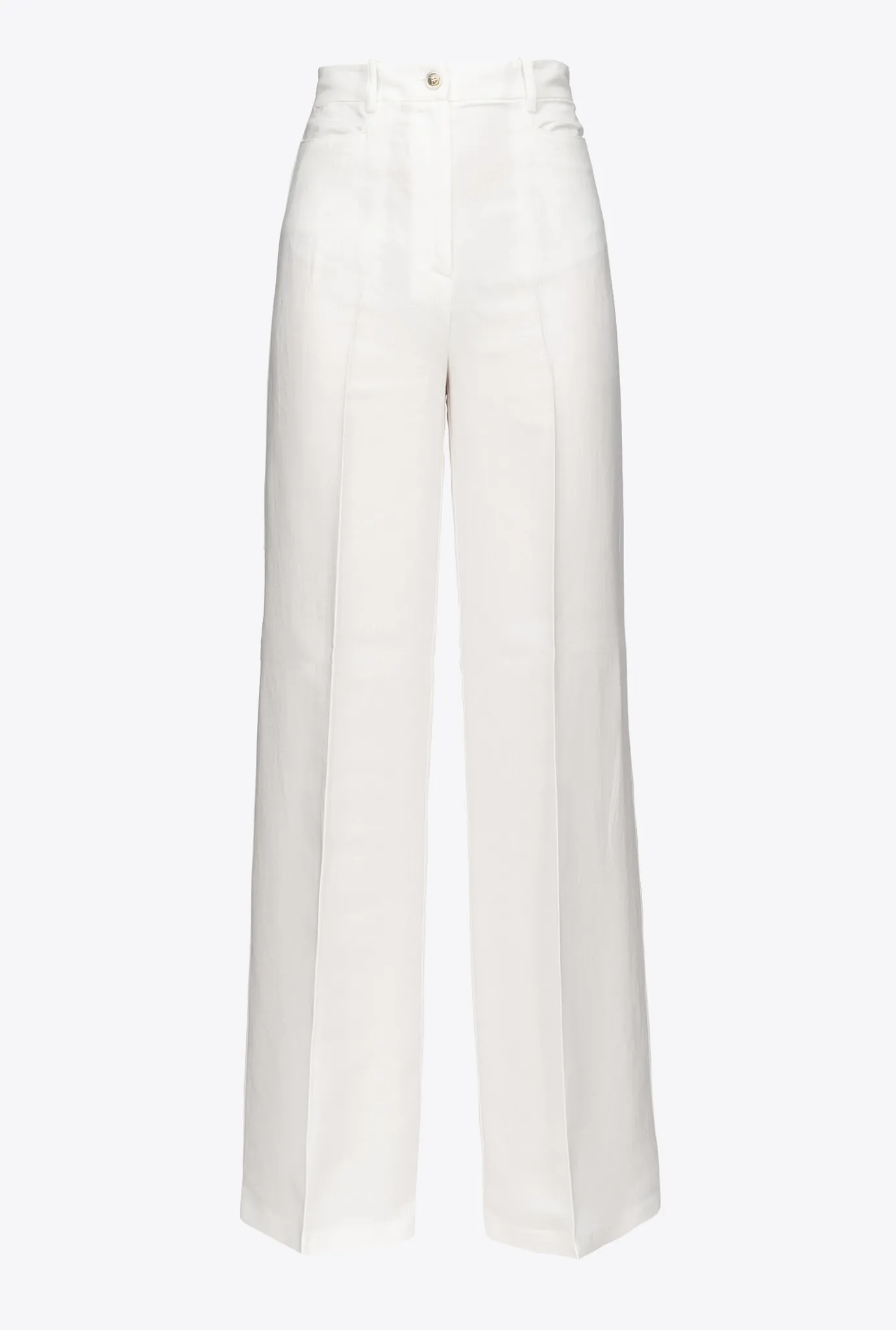 Tailleurs Et Ensembles|PINKO Pantalon Wide Leg En Lin Blanc Soie