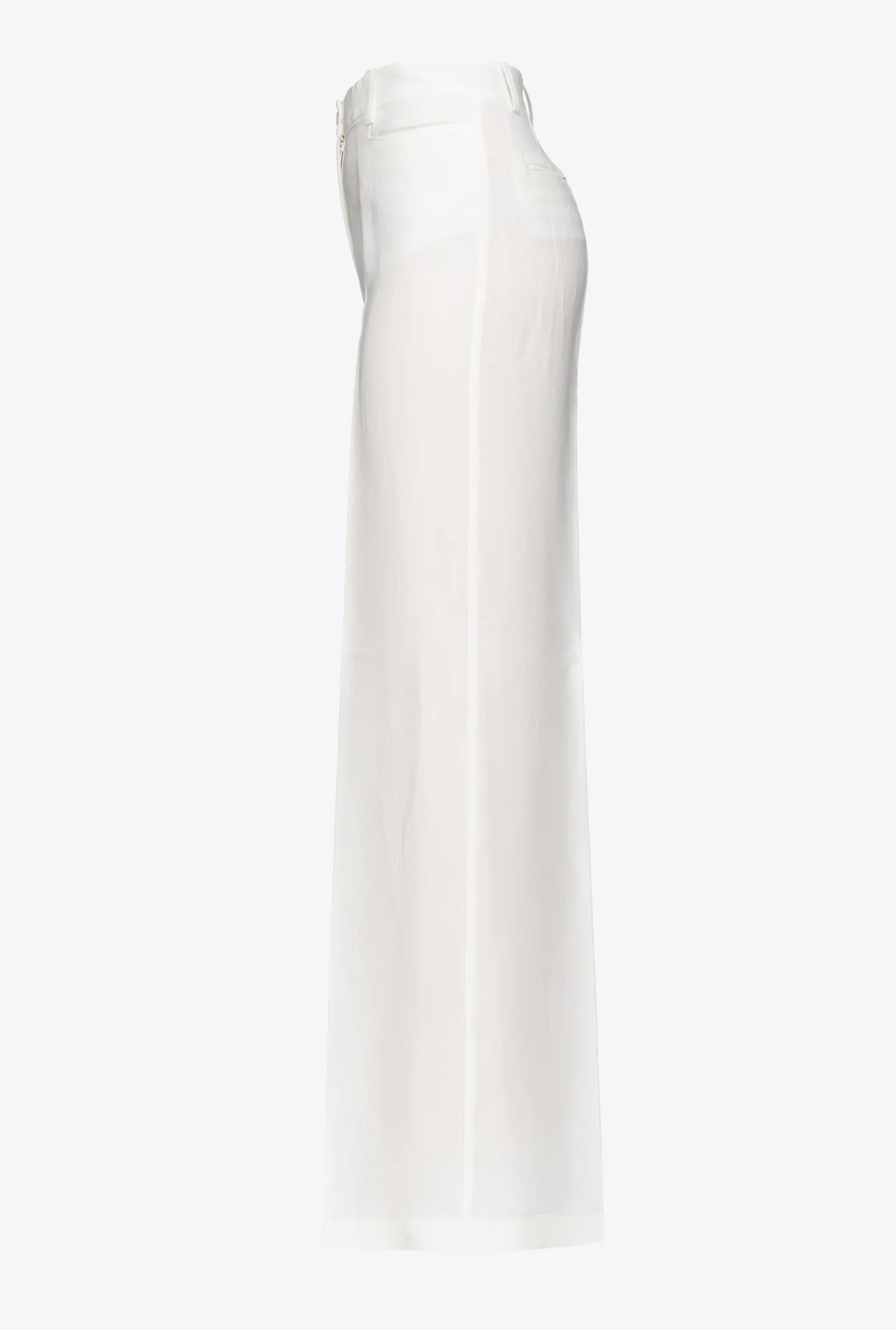 Tailleurs Et Ensembles|PINKO Pantalon Wide Leg En Lin Blanc Soie