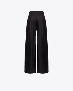 Pantalons|PINKO Pantalon Wide Leg En Popeline Noir Limousine