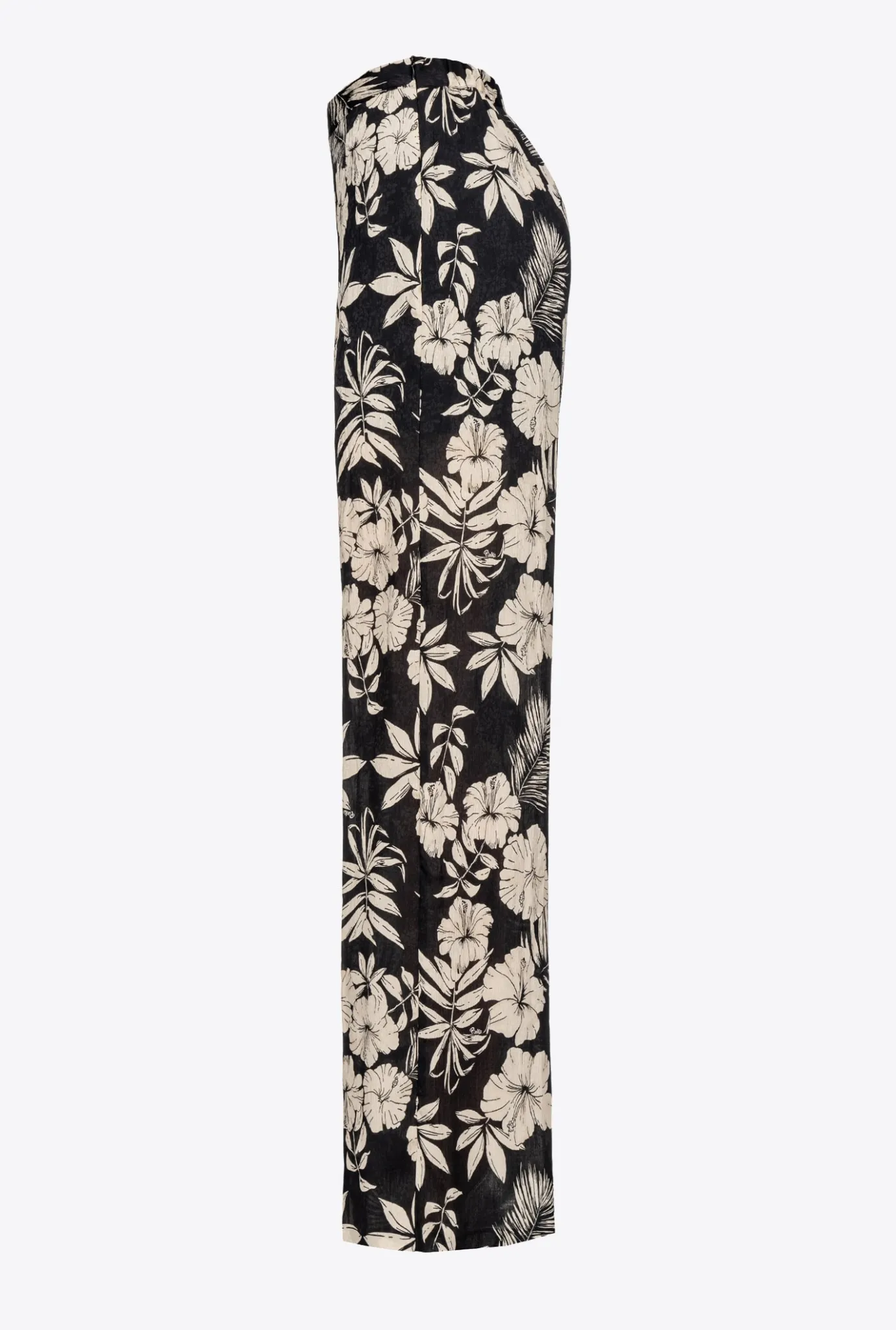 Tailleurs Et Ensembles|PINKO Pantalon Wide Leg Fleur Graphique Noir/Beurre