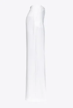 Tailleurs Et Ensembles|PINKO Pantalon Wide Leg Stretch Blanc Nimbus