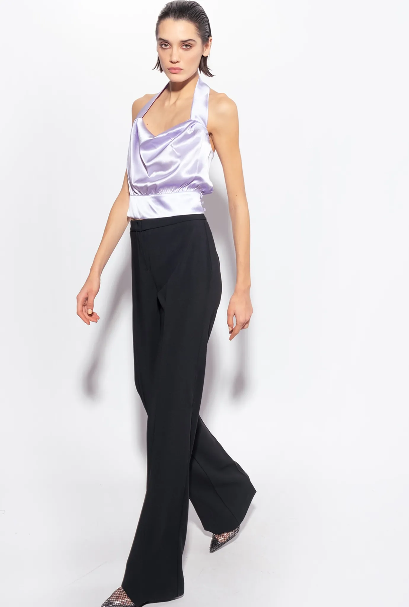 Tailleurs Et Ensembles|PINKO Pantalon Wide Leg Stretch Noir Limousine