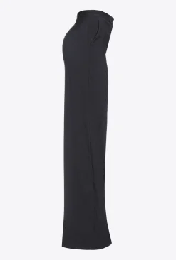 Tailleurs Et Ensembles|PINKO Pantalon Wide Leg Stretch Noir Limousine