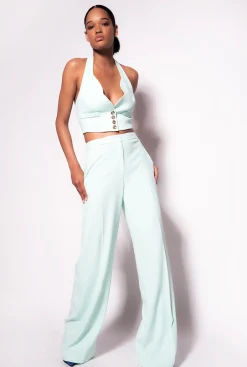 Tailleurs Et Ensembles|PINKO Pantalon Wide Leg Stretch Bleu Verre
