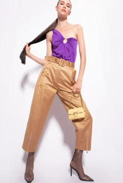 Pantalons|PINKO Pantalon Zippe En Bas Moutarde
