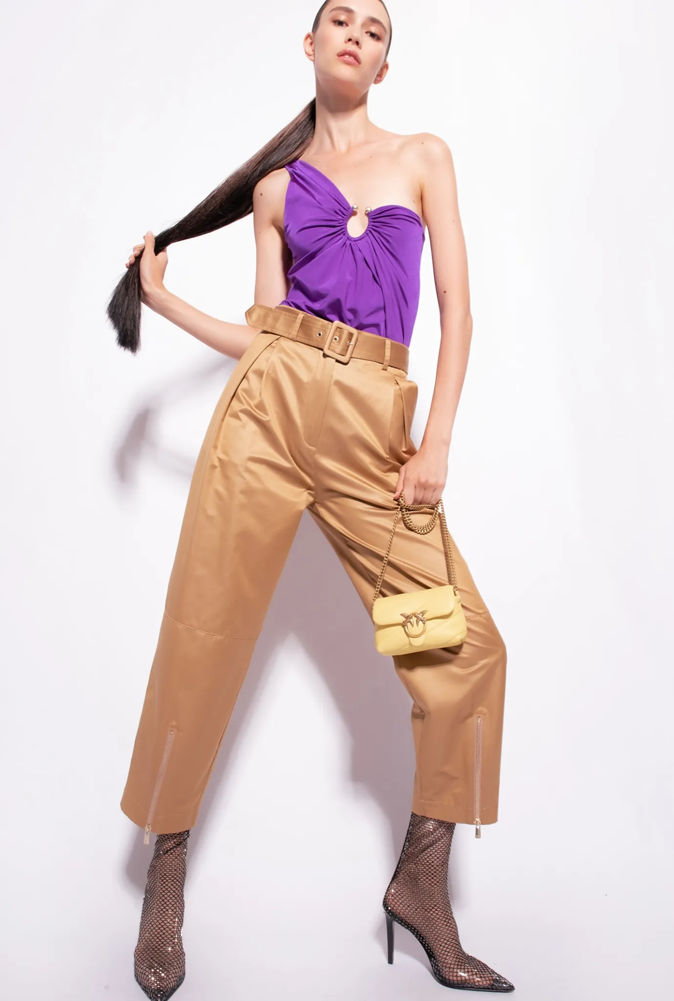 Pantalons|PINKO Pantalon Zippe En Bas Moutarde
