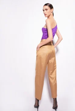 Pantalons|PINKO Pantalon Zippe En Bas Moutarde