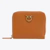 Maroquinerie|PINKO Petit Portefeuille A Contour Zippe En Cuir Cognac-Or Antique