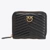 Maroquinerie|PINKO Petit Portefeuille A Contour Zippe En Cuir Nappa A Chevrons Noir-Vieil Or