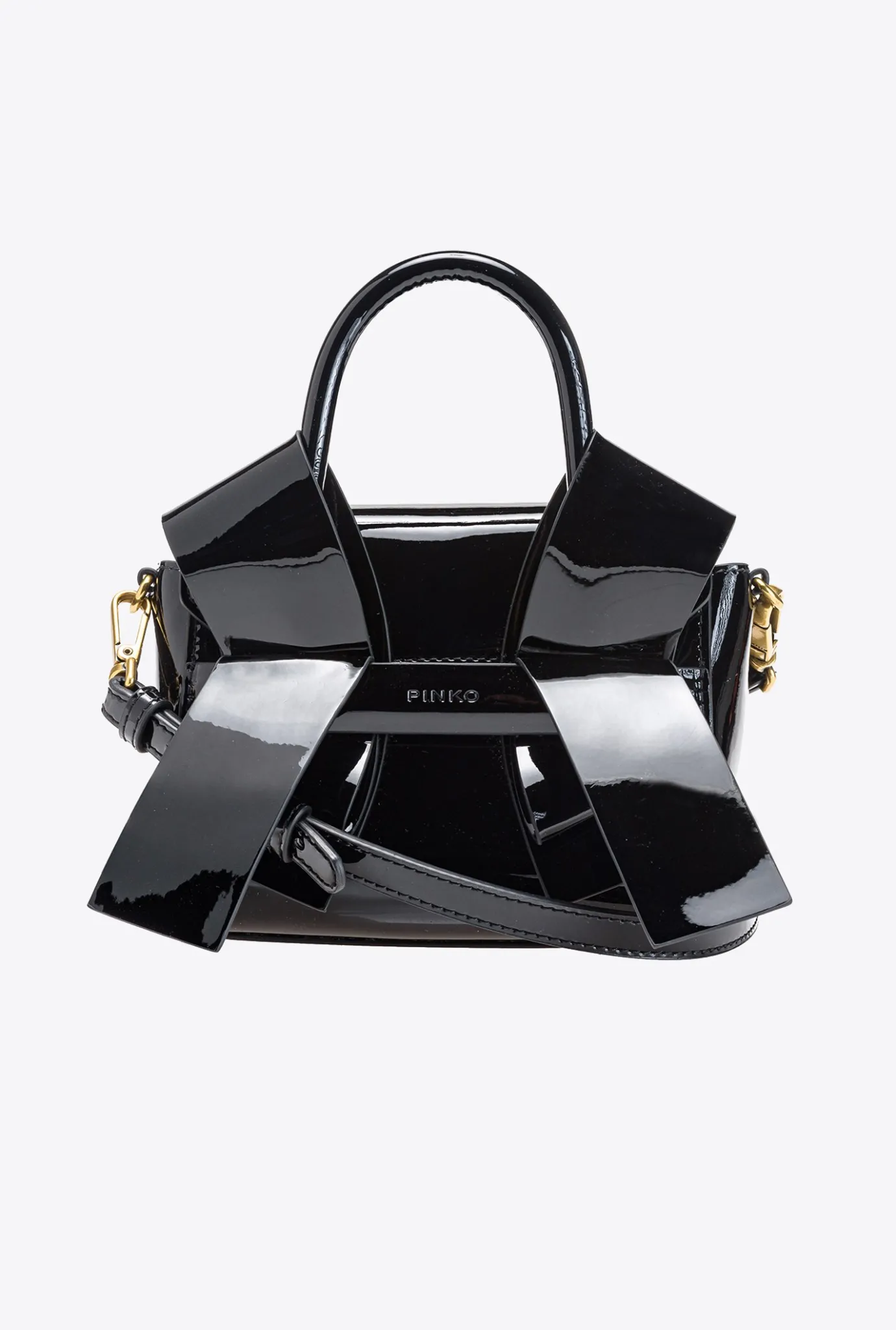 Sacs De Soirée|PINKO Petit Sac A Main Aika Effet Miroir Noir-Vieil Or