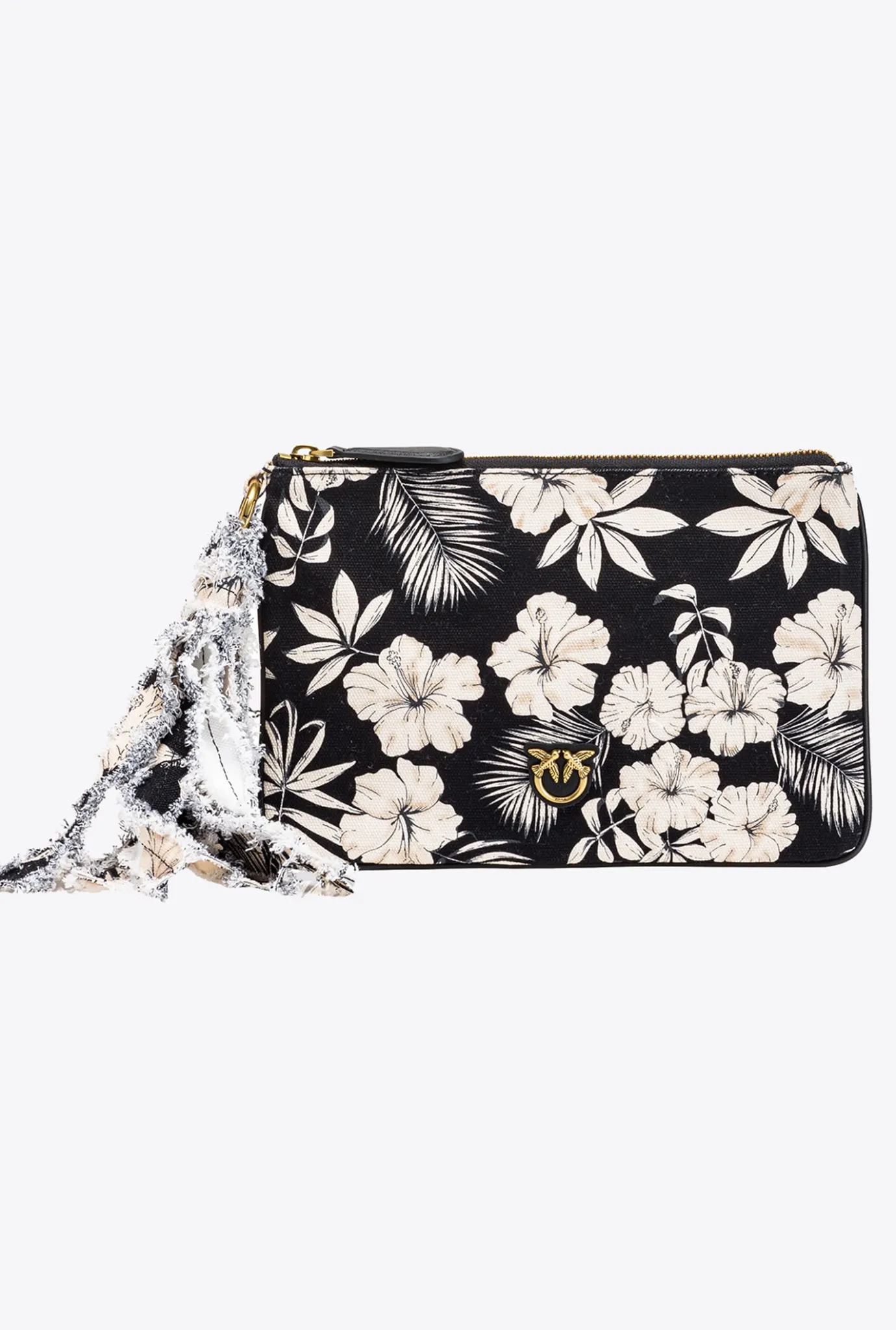 Autres Accessoires|PINKO Pochette Flat Bag En Canvas Recycle Imprime Noir/Beurre
