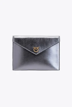Sacs De Soirée|PINKO Pochette Flat Bag Lamee Argent-Vieil Or