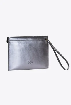 Sacs De Soirée|PINKO Pochette Flat Bag Lamee Argent-Vieil Or