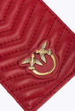 Maroquinerie|PINKO Pochettes Tour De Cou A Chevrons Rouge Grenat-Or Antique