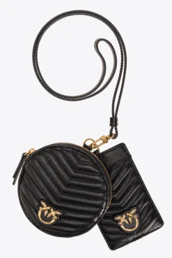 Maroquinerie|PINKO Pochettes Tour De Cou A Chevrons Noir-Vieil Or