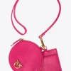 Maroquinerie|PINKO Pochettes Tour De Cou En Cuir Rose Pinko-Or Antique