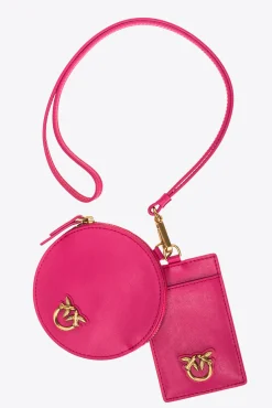 Maroquinerie|PINKO Pochettes Tour De Cou En Cuir Rose Pinko-Or Antique