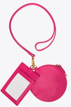 Maroquinerie|PINKO Pochettes Tour De Cou En Cuir Rose Pinko-Or Antique