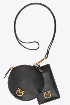 Maroquinerie|PINKO Pochettes Tour De Cou En Cuir Noir-Vieil Or