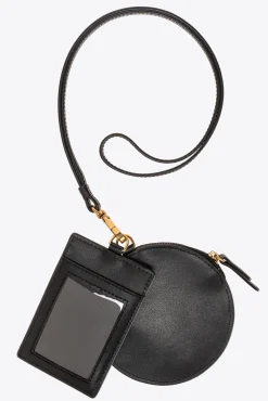 Maroquinerie|PINKO Pochettes Tour De Cou En Cuir Noir-Vieil Or