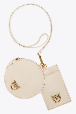 Maroquinerie|PINKO Pochettes Tour De Cou En Cuir Blanc+Blanc-Or Antique