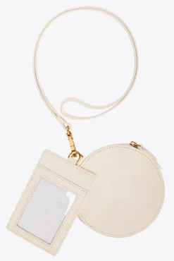 Maroquinerie|PINKO Pochettes Tour De Cou En Cuir Blanc+Blanc-Or Antique
