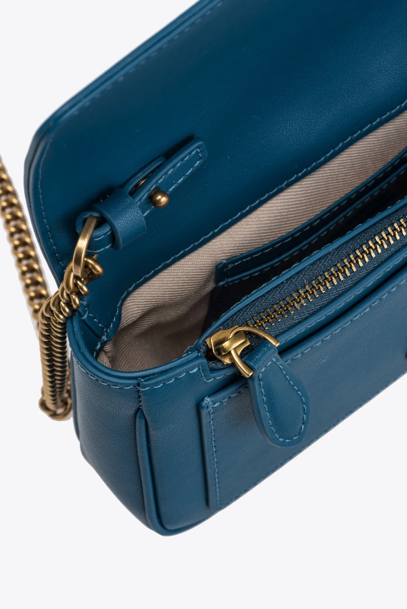Sacs À Bandoulière|PINKO Pocket Love Bag One Jewel Sarcelle-Or Antique