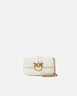 Sacs À Bandoulière|PINKO Pocket Love Bag One Simply Blanc+Blanc-Or Antique