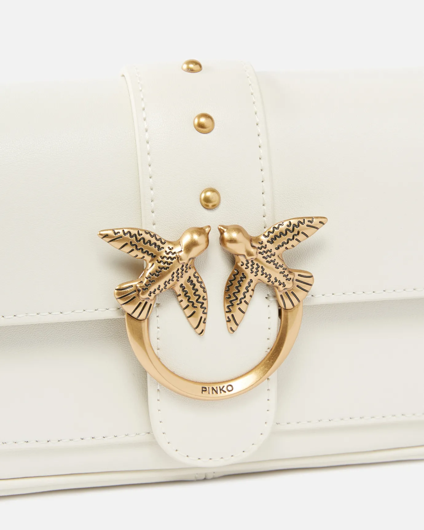 Sacs À Bandoulière|PINKO Pocket Love Bag One Simply Blanc+Blanc-Or Antique